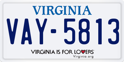 VA license plate VAY5813