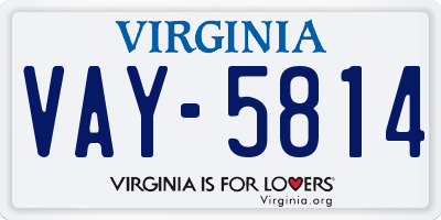 VA license plate VAY5814