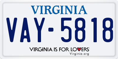 VA license plate VAY5818