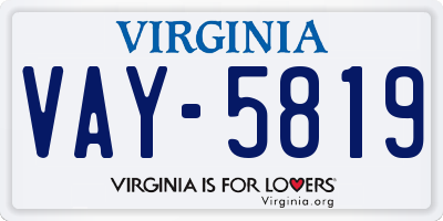 VA license plate VAY5819