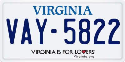 VA license plate VAY5822