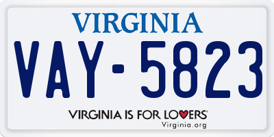 VA license plate VAY5823