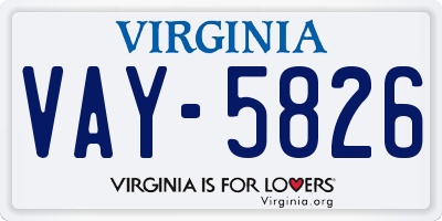 VA license plate VAY5826