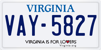 VA license plate VAY5827