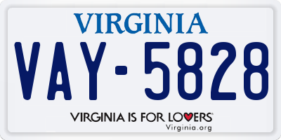 VA license plate VAY5828