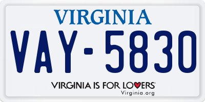VA license plate VAY5830