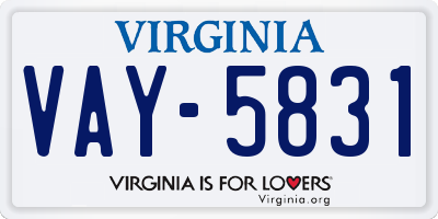 VA license plate VAY5831