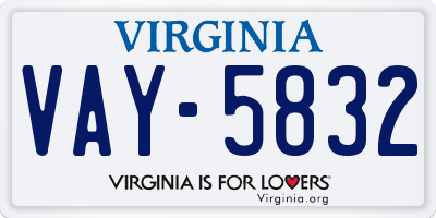VA license plate VAY5832