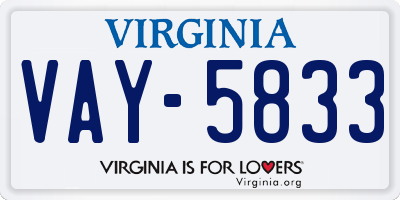 VA license plate VAY5833