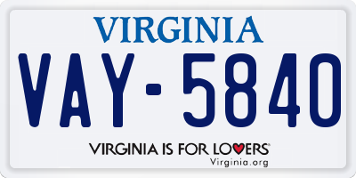 VA license plate VAY5840