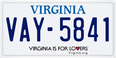 VA license plate VAY5841