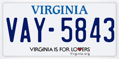 VA license plate VAY5843