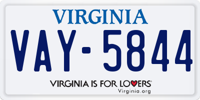 VA license plate VAY5844