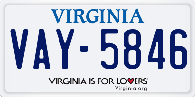 VA license plate VAY5846