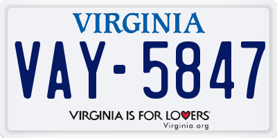 VA license plate VAY5847