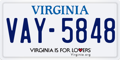 VA license plate VAY5848