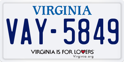 VA license plate VAY5849