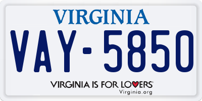 VA license plate VAY5850