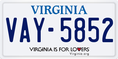 VA license plate VAY5852
