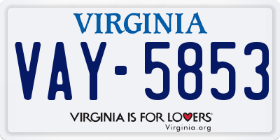 VA license plate VAY5853
