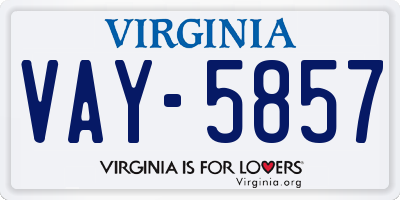 VA license plate VAY5857
