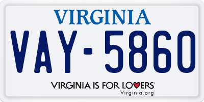 VA license plate VAY5860