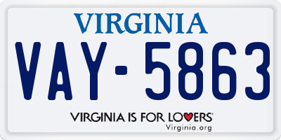 VA license plate VAY5863