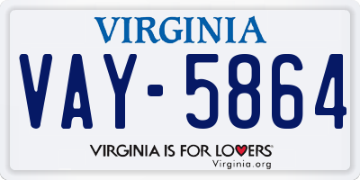 VA license plate VAY5864