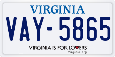 VA license plate VAY5865