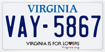 VA license plate VAY5867
