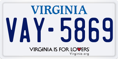 VA license plate VAY5869