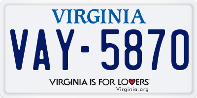 VA license plate VAY5870