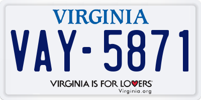 VA license plate VAY5871