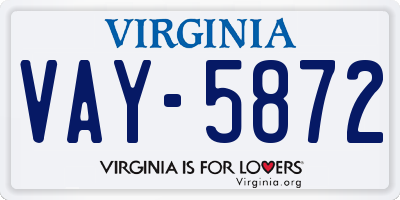 VA license plate VAY5872