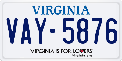 VA license plate VAY5876