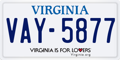 VA license plate VAY5877