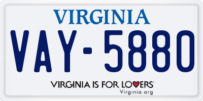 VA license plate VAY5880