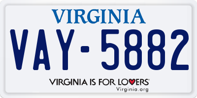 VA license plate VAY5882