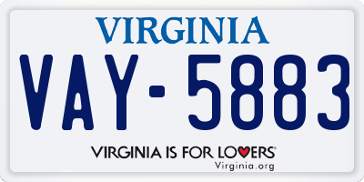 VA license plate VAY5883