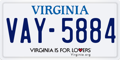 VA license plate VAY5884