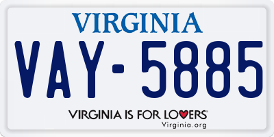 VA license plate VAY5885