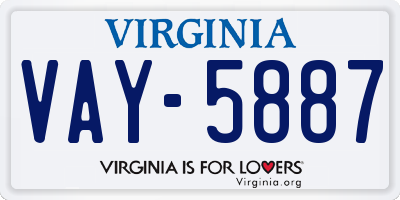 VA license plate VAY5887