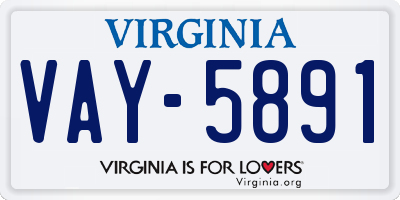 VA license plate VAY5891