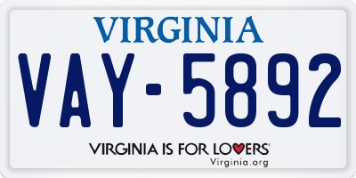VA license plate VAY5892