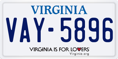VA license plate VAY5896