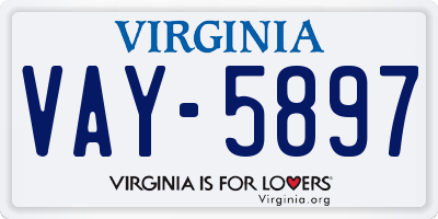VA license plate VAY5897