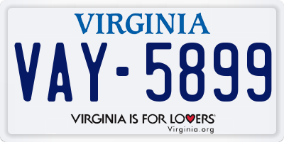 VA license plate VAY5899