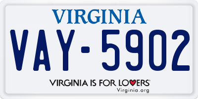 VA license plate VAY5902