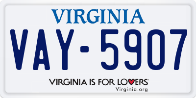 VA license plate VAY5907