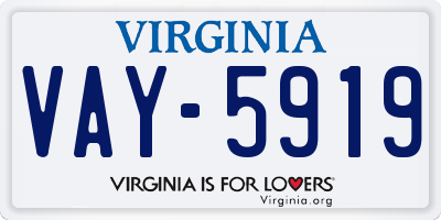 VA license plate VAY5919